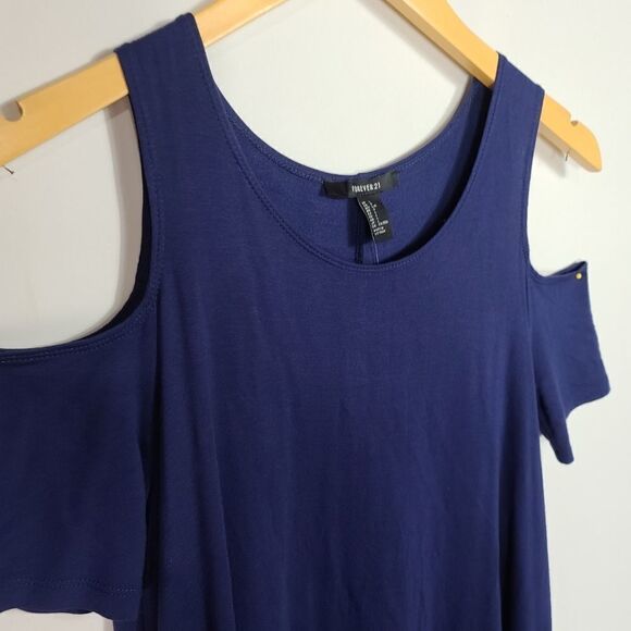 Forever 21 Blue Cold Shoulder Women's Tunic Dress - Picture 10 of 10